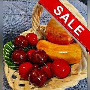 Vintage 1970’s Majolica Bassano Italy Ceramic Porcelain Fruit Basket Signed